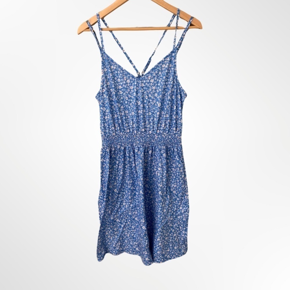 LAISHEN Women's Summer Boho V-Neck Spaghetti Strap Floral Sundress Size L